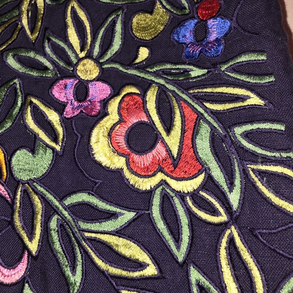 Moulinette Soeurs Navy Skirt with Colorful Floral Embroidery - Picture 2 of 6